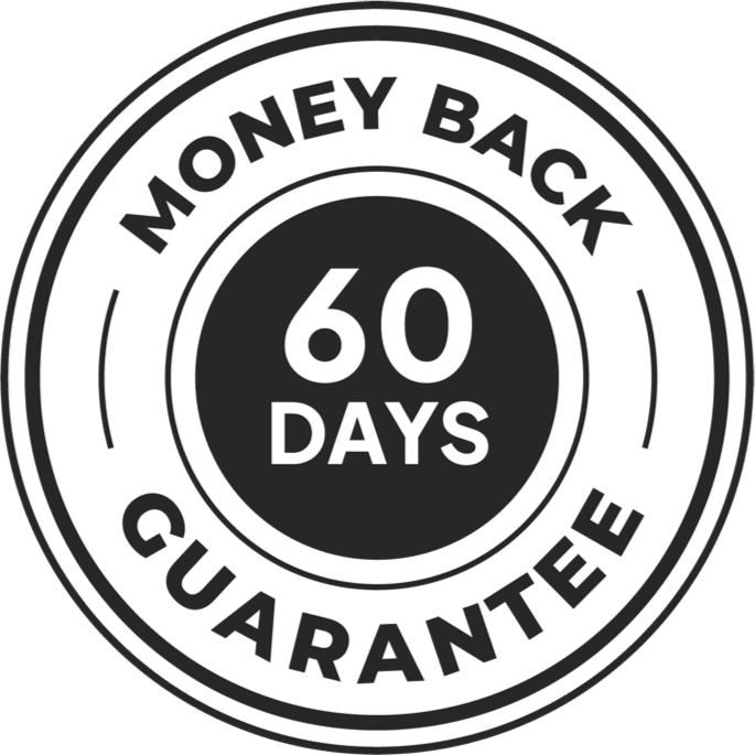 Flush Factor Plus 60-day money-back satisfaction guarantee badge